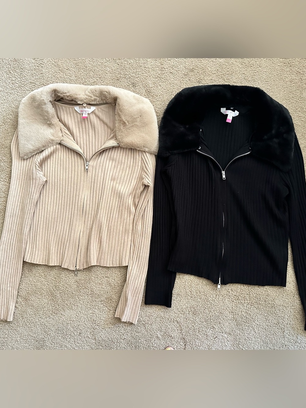 2 ladies zip up sweater jackets with removable collar! Size large